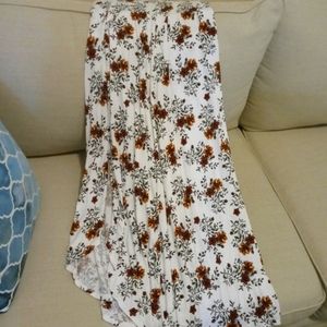 Burnt Orange Cottagecore Floral Slit Maxi Skirt